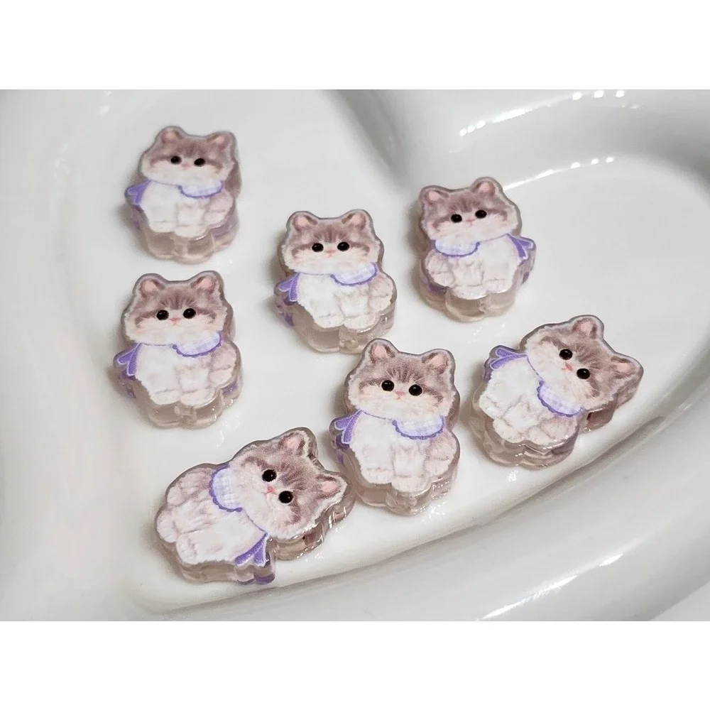 Cat Beads 2 Pcs Focal Beads Beaded Pen Jewelry Making Acrylic Crafts Kitten